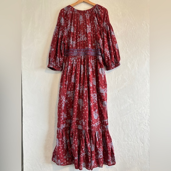 Free People Golden Hour Floral Red Maxi Dress Large - Picture 10 of 13